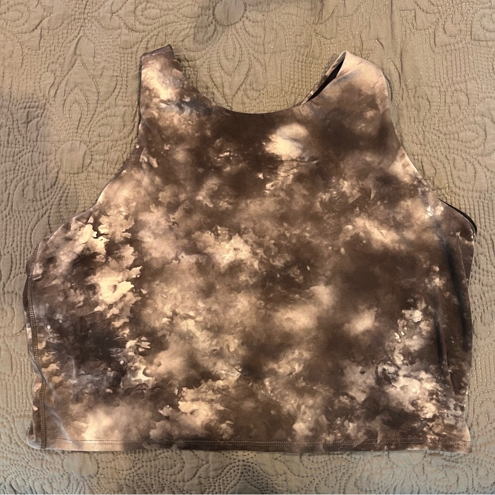Athleta Black and White Tie-Dye Sports Bra/Crop Top—XL